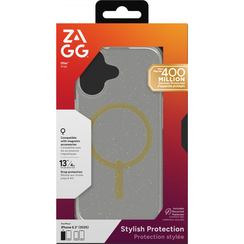 ZAGG Milan Snap Hülle für iPhone 17 – Glitter Gold