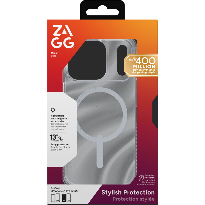 ZAGG Milan Snap Hülle für Apple iPhone 17 Pro - Glitzer-Wirbel