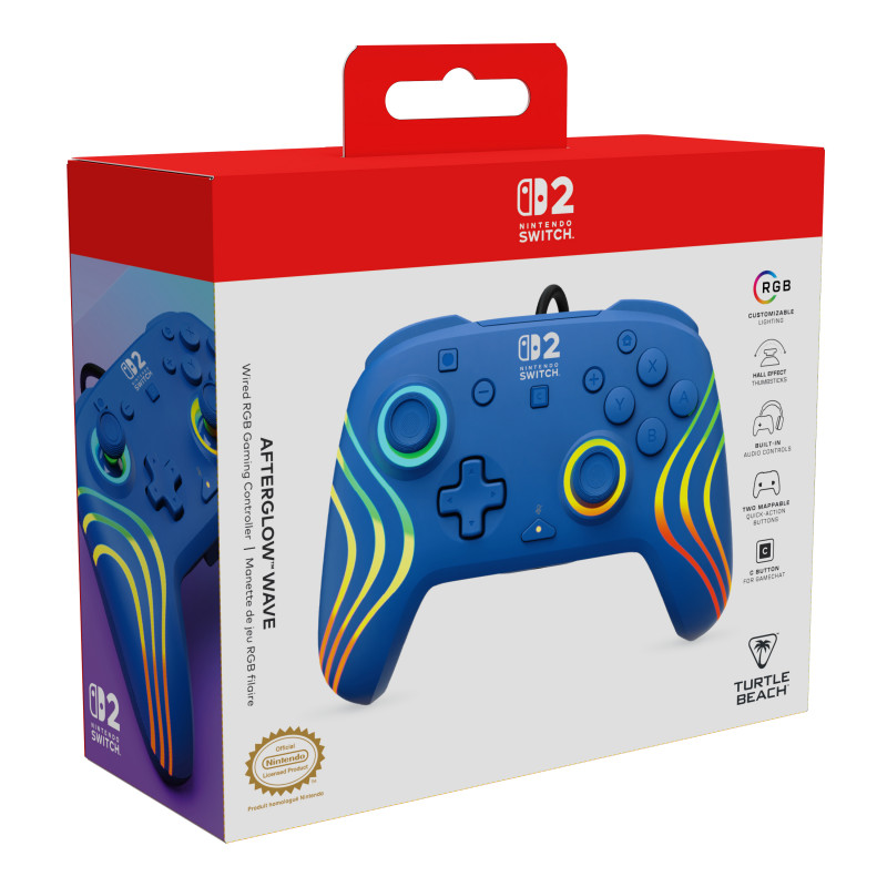 Turtle Beach Afterglow Wave kabelgebundener Controller für Nintendo Switch 2, Blau (TBC-8006-25)