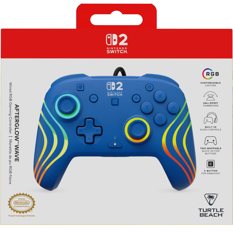 Turtle Beach Afterglow Wave kabelgebundener Controller für Nintendo Switch 2, Blau (TBC-8006-25)