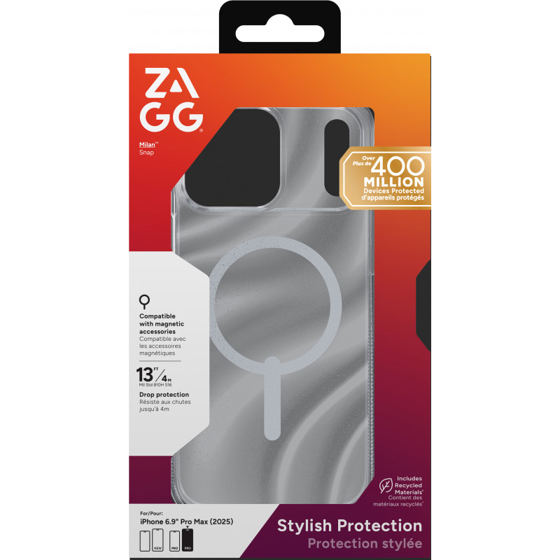 ZAGG Milan Snap Hülle für iPhone 17 Pro Max - Glitzer-Wirbel