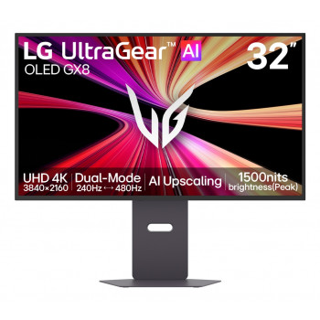 LG UltraGear Evo AI 32GX870B-B 31,5 Zoll Tandem OLED Gaming-Monitor, 4K 240Hz / FHD 480Hz, HDR500, USB-C 90W