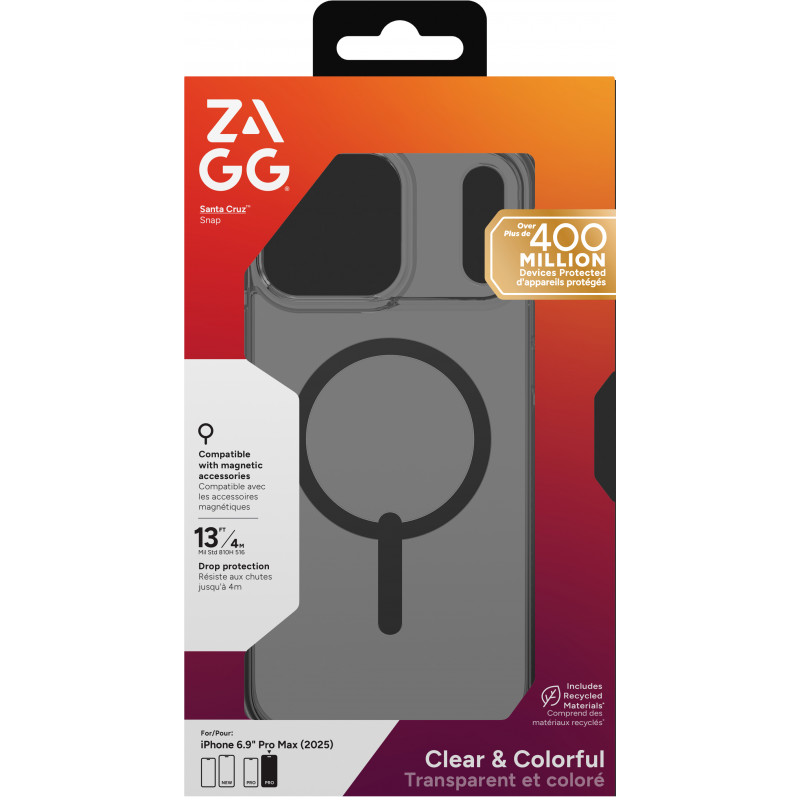 ZAGG Santa Cruz Snap Hülle für iPhone 17 Pro Max - Mitternachtsschwarz