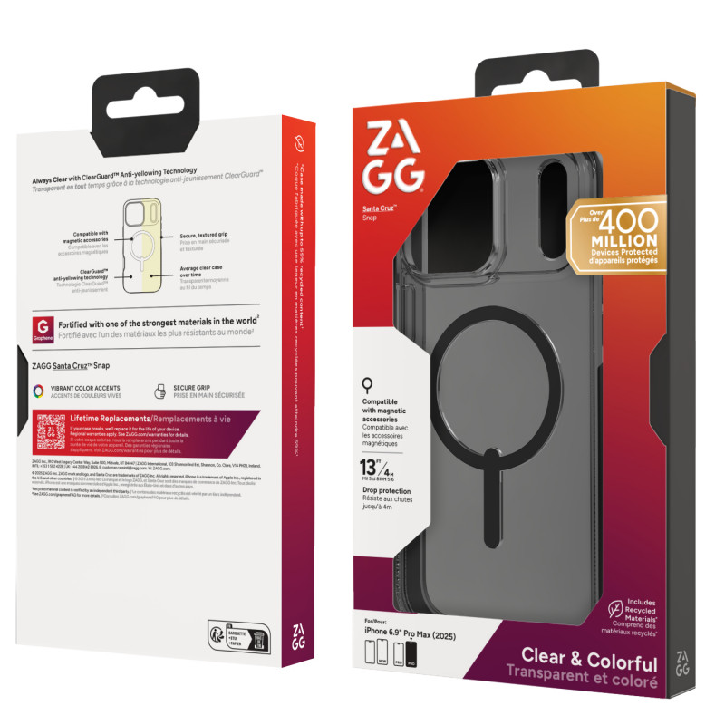 ZAGG Santa Cruz Snap Hülle für iPhone 17 Pro Max - Mitternachtsschwarz