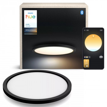 Philips Hue Aurelle Runde Panel-Leuchte Schwarz - Smart LED-Deckenleuchte, Weißabstimmung, 2200 lm, Bluetooth & Zigbee