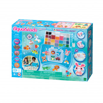EPOCH Aquabeads Craft Studio Starter Set – Über 800 wasseraktivierte Perlen in 12 Farben, wiederverwendbares Layout-Tablett, Perlenstift & Sprüher, ohne Hitze oder Kleber, kreatives Perlenkunst-Set für Kinder ab 4 Jahren