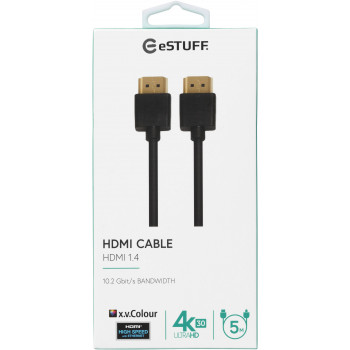ESTUFF HDMI 1.4 High-Speed-Kabel mit Ethernet 5m 4K 3D ARC Schwarz