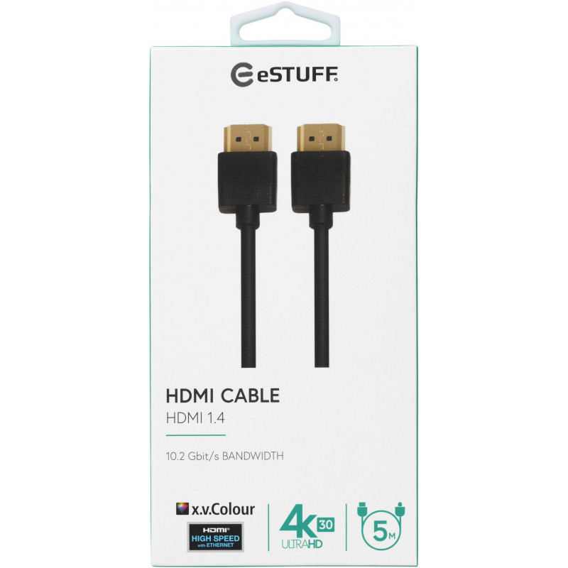 ESTUFF HDMI 1.4 High-Speed-Kabel mit Ethernet 5m 4K 3D ARC Schwarz