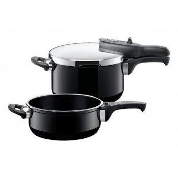 SILIT Silargan Sicomatic t-Plus Schnellkochtopf-Set 4,5L + 3,0L, 22cm, Schwarz