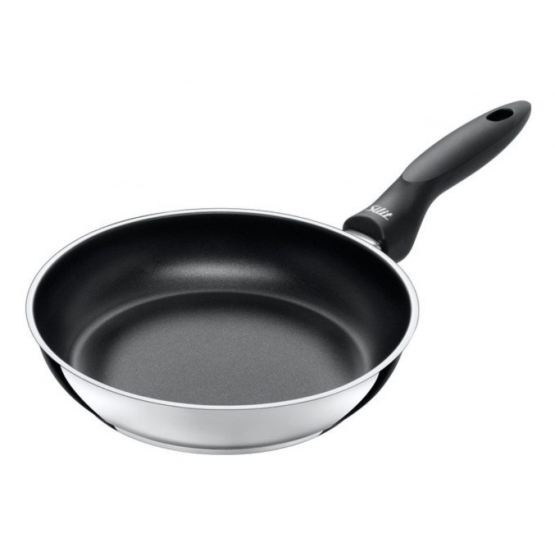 SILIT Domus Bratpfannen-Set 24 & 28 cm, Edelstahl mit schwarzem Griff, induktionsgeeignet, 2-teilig