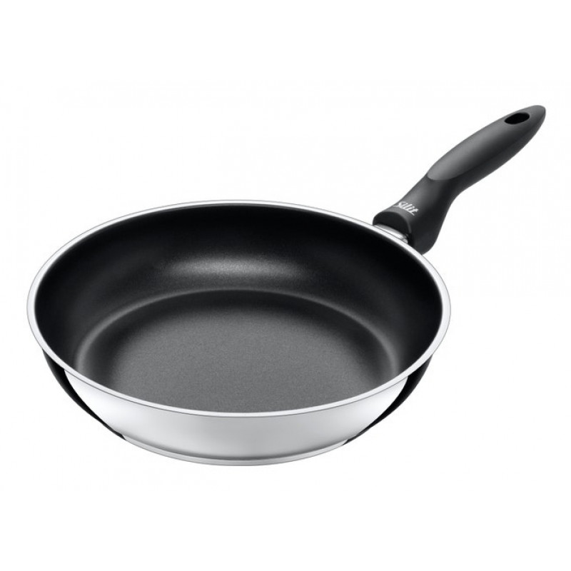 SILIT Domus Bratpfannen-Set 24 & 28 cm, Edelstahl mit schwarzem Griff, induktionsgeeignet, 2-teilig