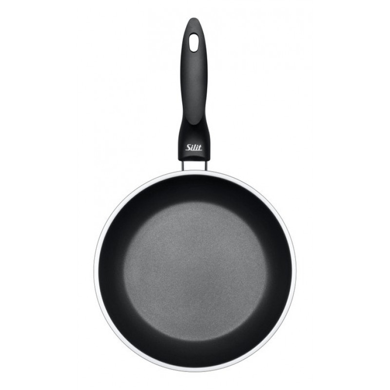 SILIT Domus Bratpfannen-Set 24 & 28 cm, Edelstahl mit schwarzem Griff, induktionsgeeignet, 2-teilig