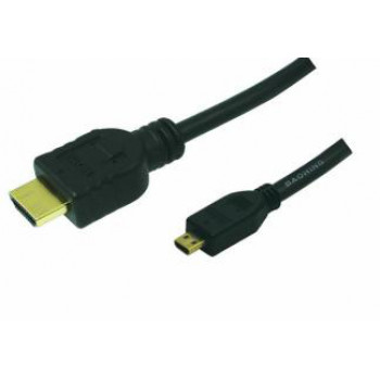 LogiLink High Speed HDMI-Kabel mit Ethernet, HDMI Typ A Stecker auf Micro HDMI Typ D Stecker, 1,5 m, Schwarz