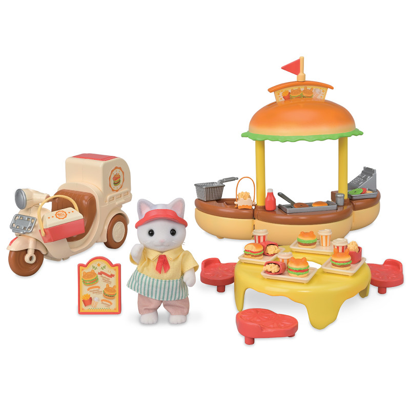 Sylvanian Families Mobiler Hamburger-Stand mit Figur