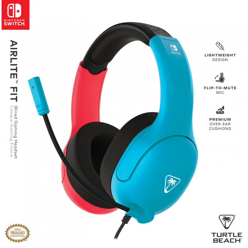 Turtle Beach Airlite Fit kabelgebundenes Gaming-Headset - Neonblau & Rot TBS-8002-25