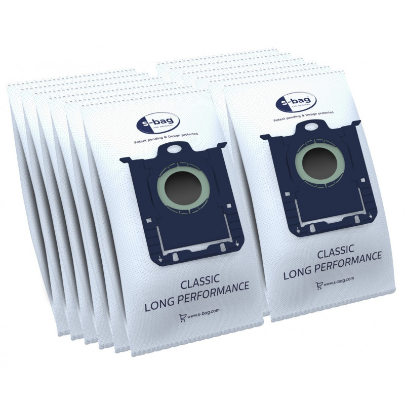 AEG GR201SM s-bag Classic Long Performance Staubsaugerbeutel, 8er-Pack, Blau/Weiß, für VX4 Serie 900 168 824