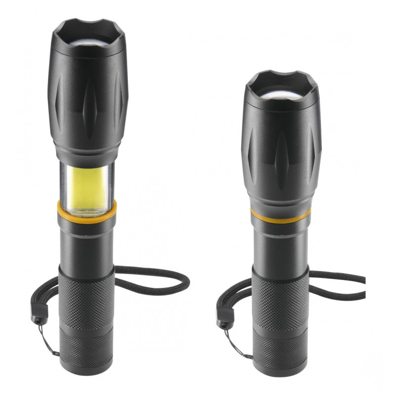 Hama W200 2-in-1 LED-Taschenlampe, 200 lm, Zoom-Fokus, 3 Modi, Schwarz