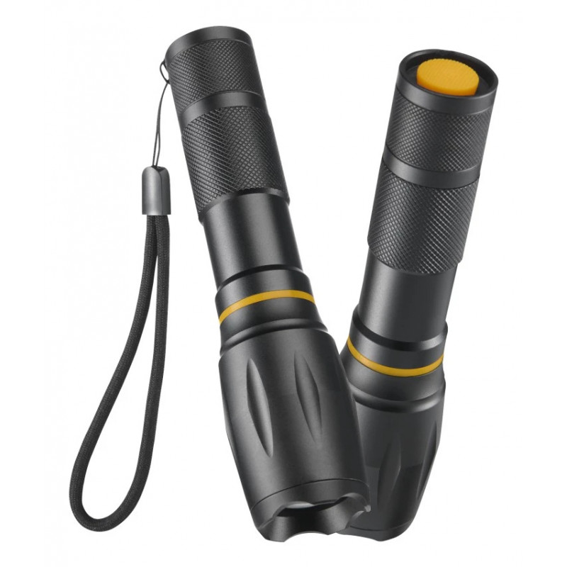 Hama W200 2-in-1 LED-Taschenlampe, 200 lm, Zoom-Fokus, 3 Modi, Schwarz