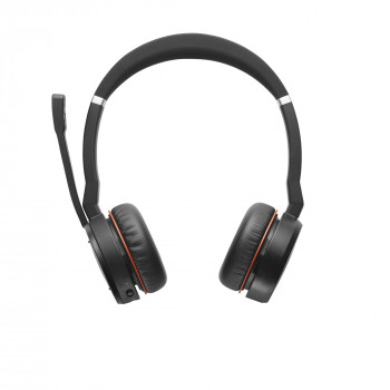 Jabra Evolve 75 MS Stereo Wireless-Headset mit aktiver Geräuschunterdrückung, Microsoft Teams-zertifiziert, Dual-Bluetooth-Konnektivität, Busylight, On-Ear, Schwarz