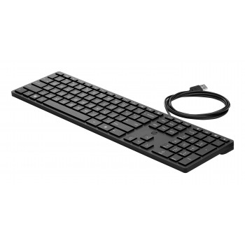 HP Desktop 320K kabelgebundene USB-Tastatur – Belgisches AZERTY-Layout, Schwarz, Full-Size mit Ziffernblock, Spritzwassergeschützt, für Thin Clients und Desktops (9SR37AA#AC0)