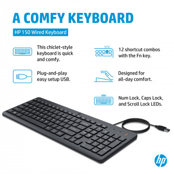 HP 150 Kabelgebundene Tastatur FI 664R5AA#ABX