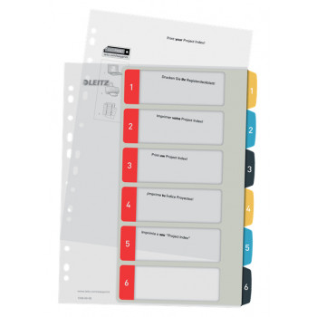 Leitz 12460000 A4 Zahlenregister, 1-10, Polypropylen, Grau