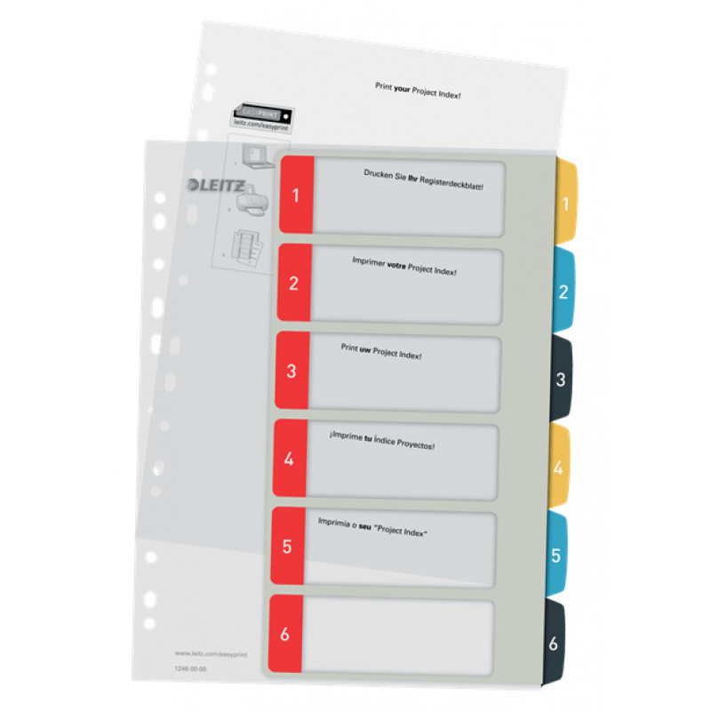 Leitz 12460000 A4 Zahlenregister, 1-10, Polypropylen, Grau