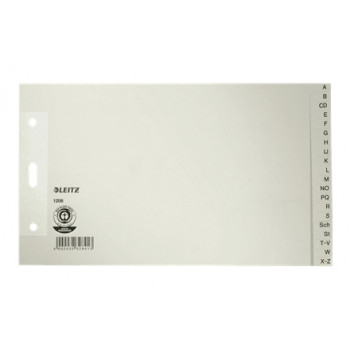 Leitz Manila Board Index Register A-Z, A5 Querformat, 20-teilig, Grau, 100 g/m², 80 mm Lochung mit verstärkten Löchern (1206-00-85)