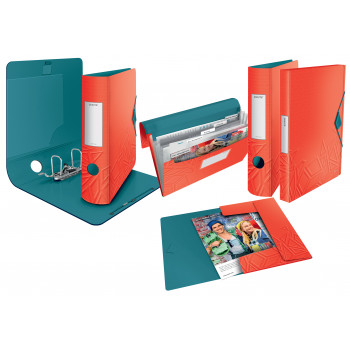 LEITZ Active Urban Chic Aktenordner, 180°, 65 mm, Hellrot, A4, Polyfoam, Duo-Optik, Runder Rücken 1117-00-20