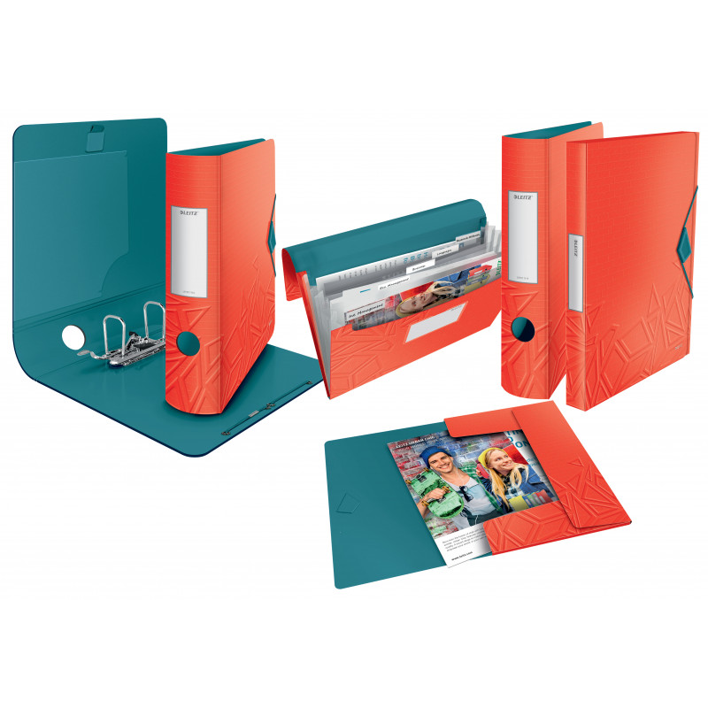 LEITZ Active Urban Chic Aktenordner, 180°, 65 mm, Hellrot, A4, Polyfoam, Duo-Optik, Runder Rücken 1117-00-20