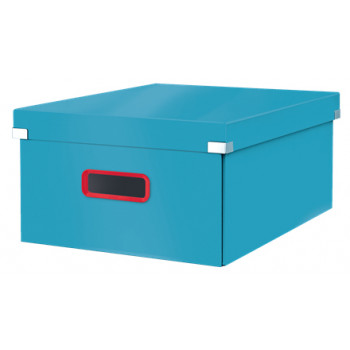 LEITZ Click & Store Cosy L Aufbewahrungsbox, Blau, PP-kaschierter Hartkarton, Druckknopfmontage, 1 Stück 5349-00-61