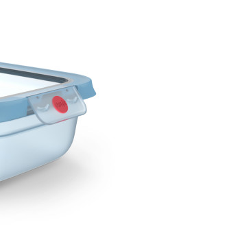 EMSA ONECLICK Lebensmittelbehälter 1,5 L rechteckig blauer Deckel transparente Box 3110601755