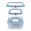 EMSA ONECLICK Aufbewahrungsbehälter-Set, 3 Teile, 0,5/1,2/2,3 L, blaue Deckel, transparente Behälter 3110601764