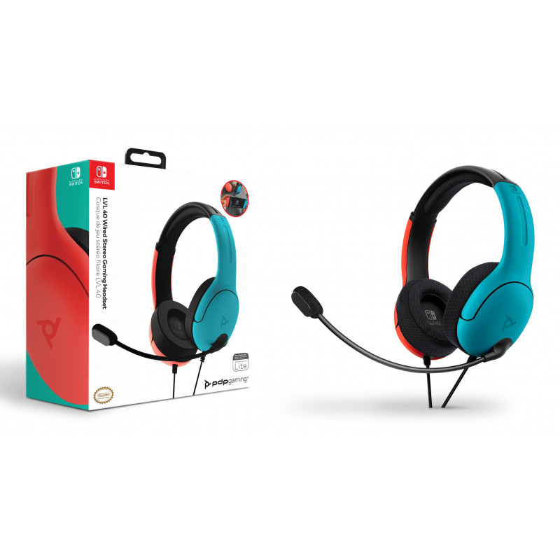 PDP Gaming LVL40 kabelgebundenes Stereo-Gaming-Headset für Nintendo Switch, Blau/Rot