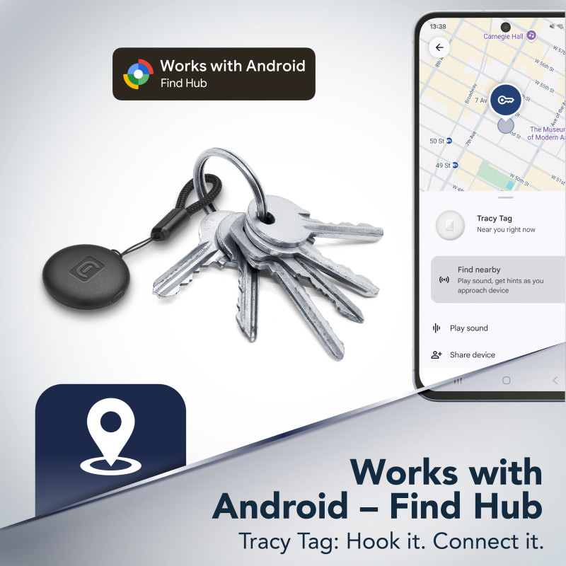 Cellularline Tracy Tag Bluetooth Tracker für Android, Weiß 61290