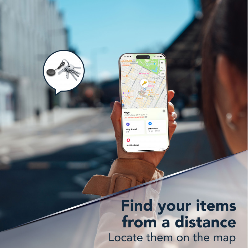 Cellularline TRACY TAG Bluetooth Tracker für Apple Find My, Schwarz 60994