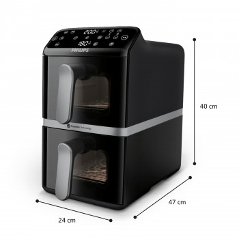 Philips Ovi Stacked Dual Basket 4000 Heißluftfritteuse 9L 2700W Schwarz & Silber NA461/00
