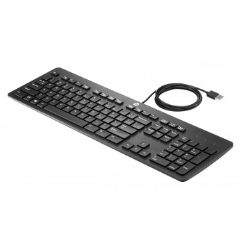 HP Business Slim USB-Tastatur - Spanisches QWERTY, Spritzwassergeschützt, Schwarz