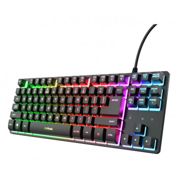 Trust Gaming GXT833 THADO TKL Gaming-Tastatur - Tenkeyless, Metall-Oberplatte, mehrfarbige LED-Hintergrundbeleuchtung, Membran, kabelgebundenes USB