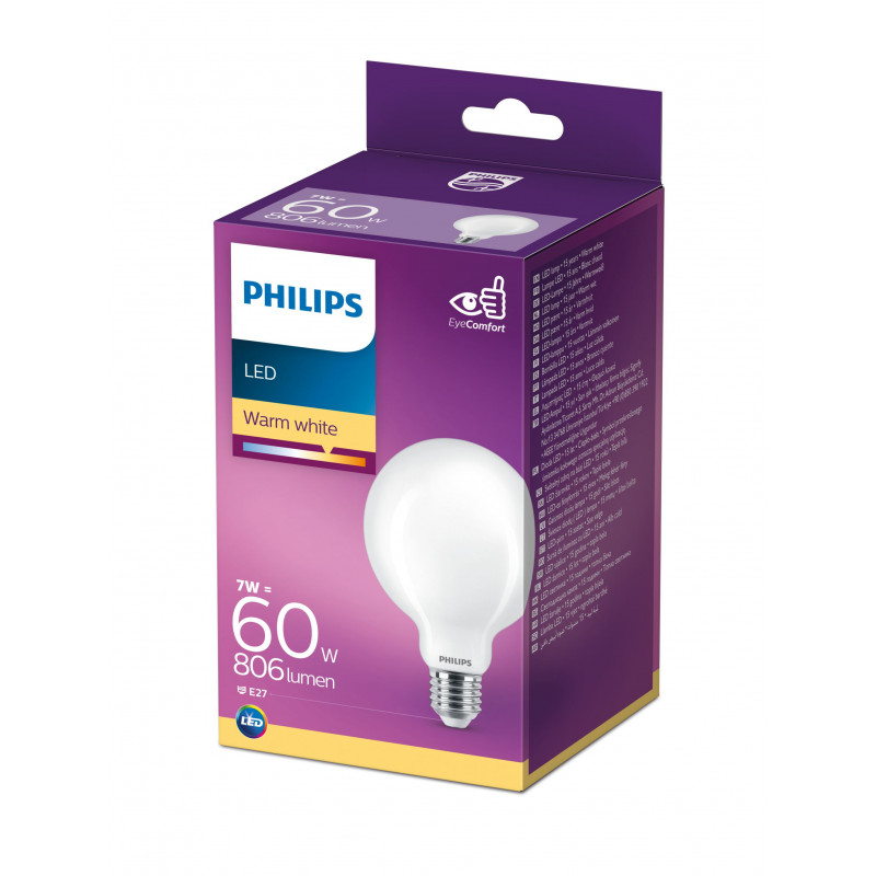Philips LED Classic 60W G93 E27 Warmweiß Matt Nicht Dimmbar Kugellampe