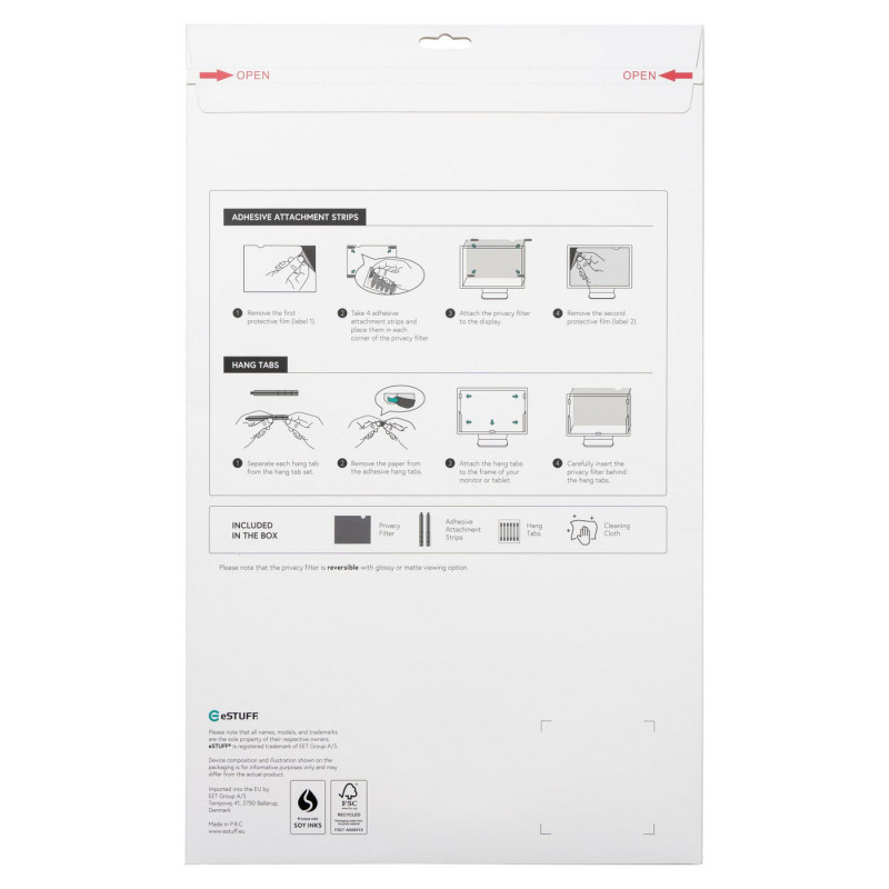 eSTUFF Gearlab GLBB31698393 rahmenloser Sichtschutzfilter für 31,5 inch Monitore (16:9)