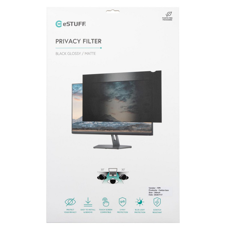 eSTUFF Gearlab GLBB31698393 rahmenloser Sichtschutzfilter für 31,5 inch Monitore (16:9)
