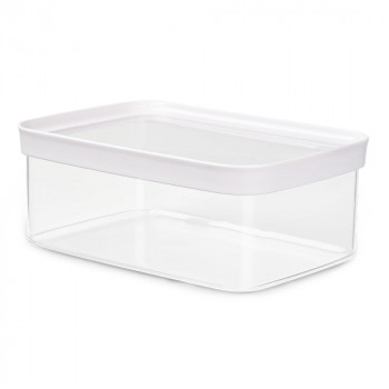 EMSA OPTIMA Rechteckiger Vorratsbehälter für trockene Lebensmittel, 2,0 L, transparent mit weißem Deckel, luftdichter Frischesiegel, BPA-freier Kunststoff, 1 Stück 3110600898