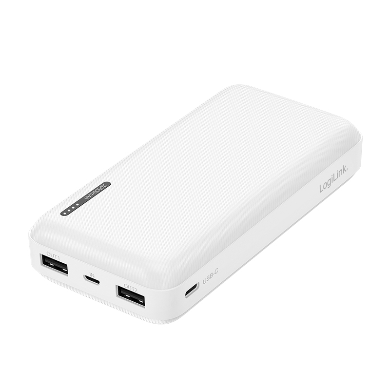 LogiLink PA0323W Power Bank 20000 mAh Weiß - 2x USB-A, 1x USB-C, 20W PD