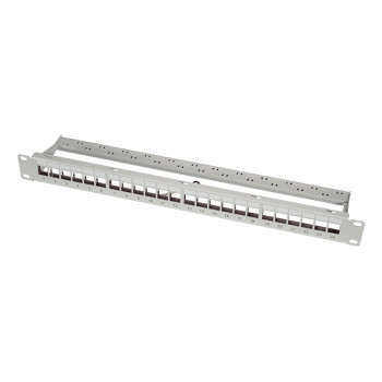 LogiLink 19 Zoll Keystone Patch Panel, 24 Port, geschirmt, Lichtgrau (RAL7035), 1U, für bis zu 24 Keystone-Module, 1 Stk. (NK4073)
