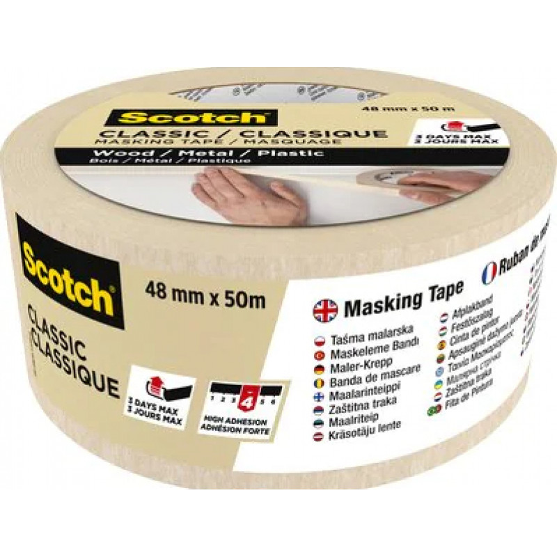 3M Classic 2000 Maler-Abdeckband, Beige, 48 mm x 50 m, PEFC-zertifiziert (CLASSIC-4850 PEFC)