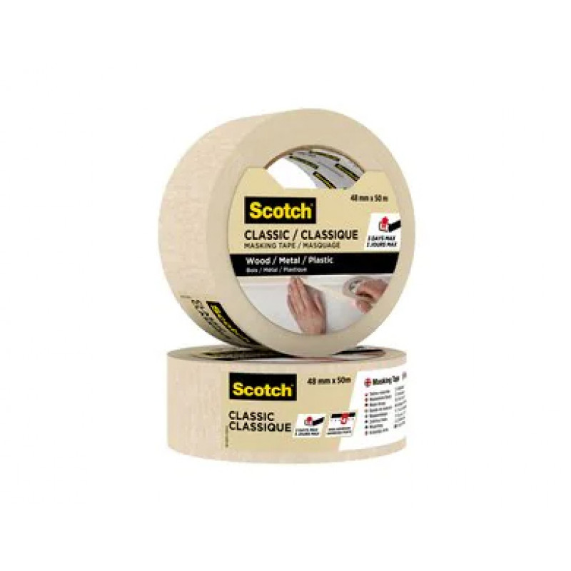 3M Classic 2000 Maler-Abdeckband, Beige, 48 mm x 50 m, PEFC-zertifiziert (CLASSIC-4850 PEFC)