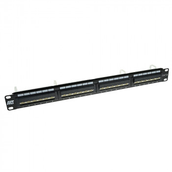 ACT 24-Port CAT6 UTP 45° gewinkeltes Patch Panel, 1U, Schwarz (PP1013)