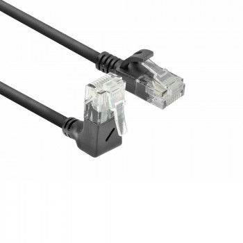 ACT DC4901 1m CAT6A U/UTP LSZH Slimline Patchkabel, Schwarz, RJ45 90° gewinkelt auf gerade
