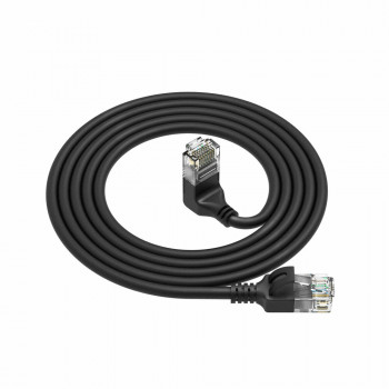 ACT DC4901 1m CAT6A U/UTP LSZH Slimline Patchkabel, Schwarz, RJ45 90° gewinkelt auf gerade